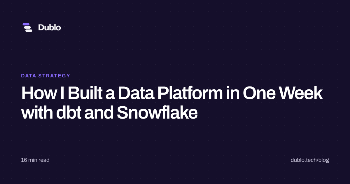 How I Built a Data Platform in One Week with dbt and Snowflake
